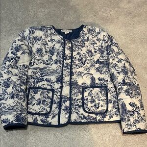 Rachel Zoe quilted jacket. Size XL, colors blue and white